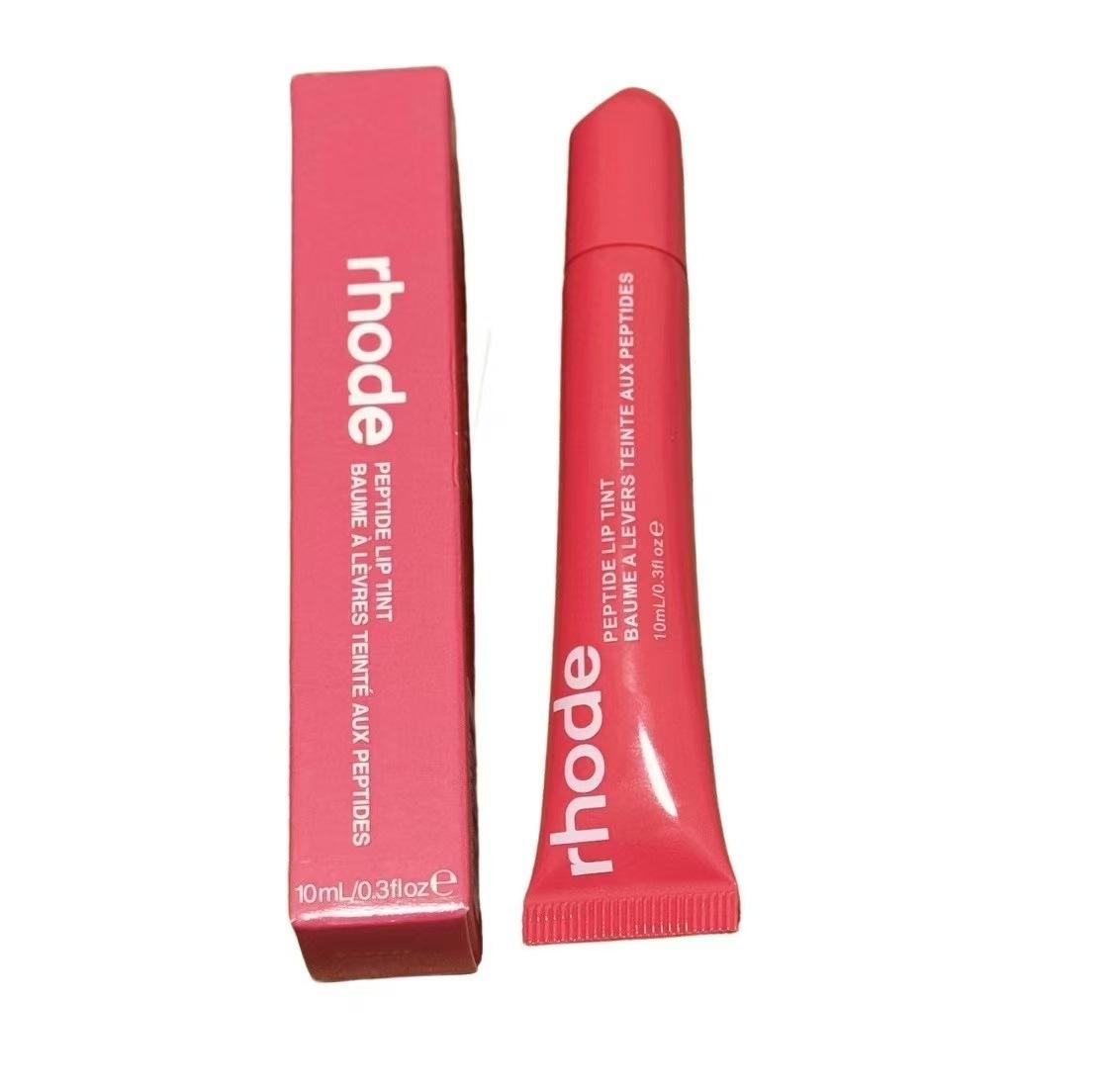 Rhode Glossy Lip Tint in Ribbon/Toast shades, moisturizing