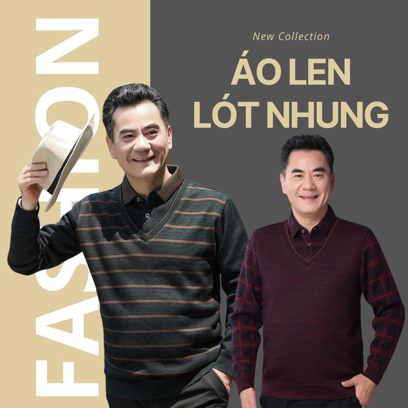 [TẾT] ÁO TẶNG BỐ (áo len dệt lót nỉ nhung - loại 1 vip) - Áo QC cao cấp - mềm mịn, ấm áp, lịch lãm - phong độ. Menswear Nam