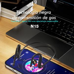 [N-15-1]Auriculares Bluetooth de Conducción Ósea | True Wireless, Alta Calidad, Bajo Retraso | Música, Gaming, Deportes y Llamadas | Livianos y Cómodos, Negro Moderno