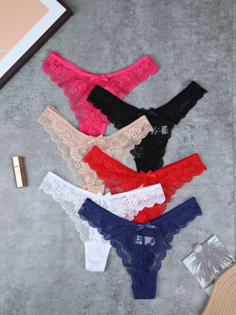 Product Introduction of Women's Contrast Lace Thong, Intimate products, Soft Comfy Breathable Panty for Daily Wear, Women's Underwear for All Seasons 1