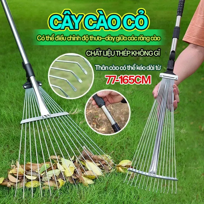 Cây Cào Cỏ Bằng Thép 15 Răng Kéo Dài Thu Nhỏ Tiện Lợi Dụng Cụ Làm Vườn ...