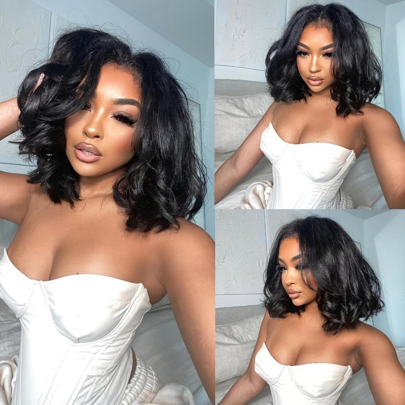 Bob Wigs Body Waves Front Wigs Pre-Pulled Glueless Bob Wigs for Women Hair Wigs (16 Inch, Natural Black) 4