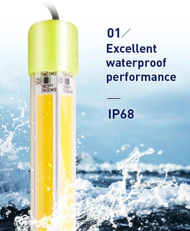 Product Introduction of 60W DC 12V Green White Yellow LED Fishing Light Underwater Drop Submersible Lures Boat Lamp Lights for Attracting 14