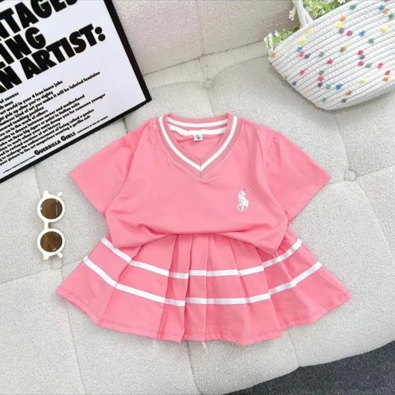 set váy ngựa cổ tim xếp li dành cho bé gai từ 9-35 kg chât liêu cotton sét  áo 3
