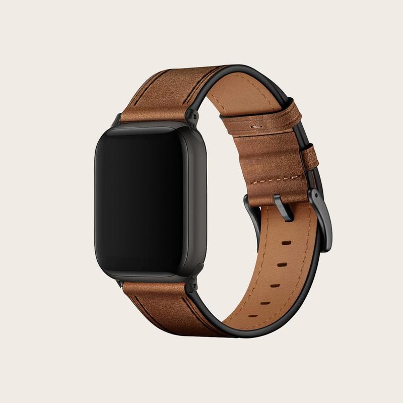 Vintage Faux Leather Watch Band for iWatch, Adjustable Watchband for Men & Women, Universal Fashionable Watch Band for Apple Watch 5