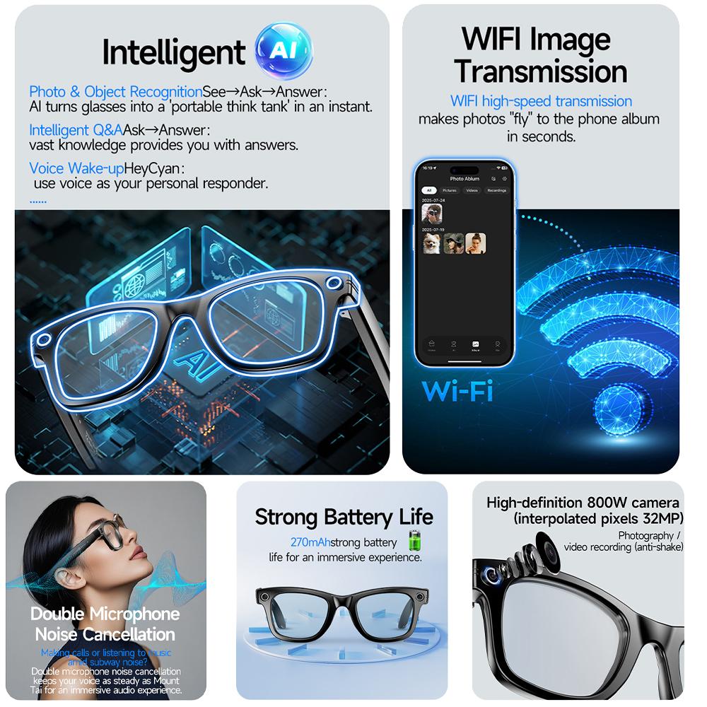 2026 New AI Smart Sunglasses 800W Camera Men Color-Changing Translation Glasses Waterproof Call Photo Video Recording Glasses - Image 3