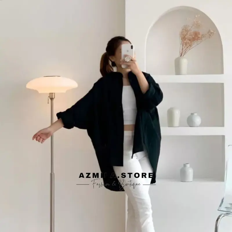 KALEA SHIRT - Kemeja Katun Linen Basic Oversize Atasan wanita Elegan Baju Fit 6