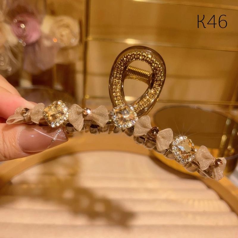 K46 - Kẹp Tóc Nữ Phối Nơ Đá 11cm Jucnea