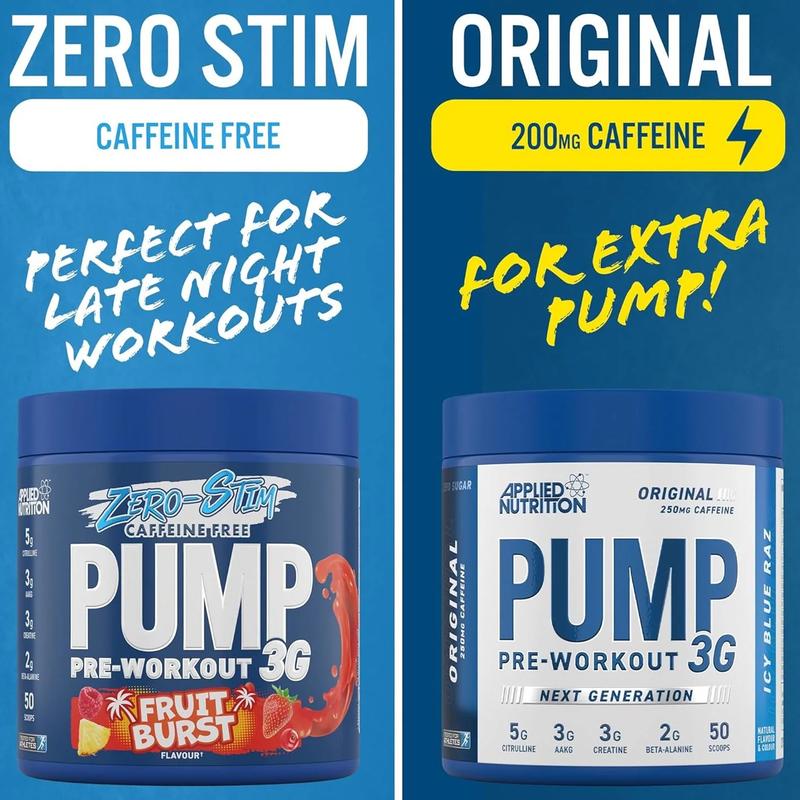 Applied Nutrition Pump 3G Zero Stim - Không Cafein Pre Workout (375g) 50 Scoops 6