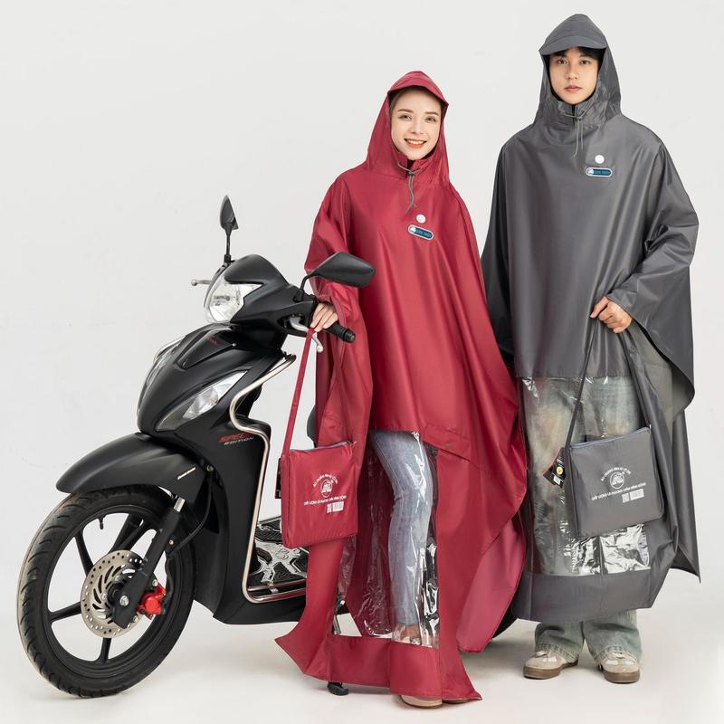 Áo mưa choàng đi xe máy cỡ đại siêu to siêu rộng Sơn Thủy vải tráng nhựa PVC vân tổ ong  dành cho người cao từ 1m60 trở lên