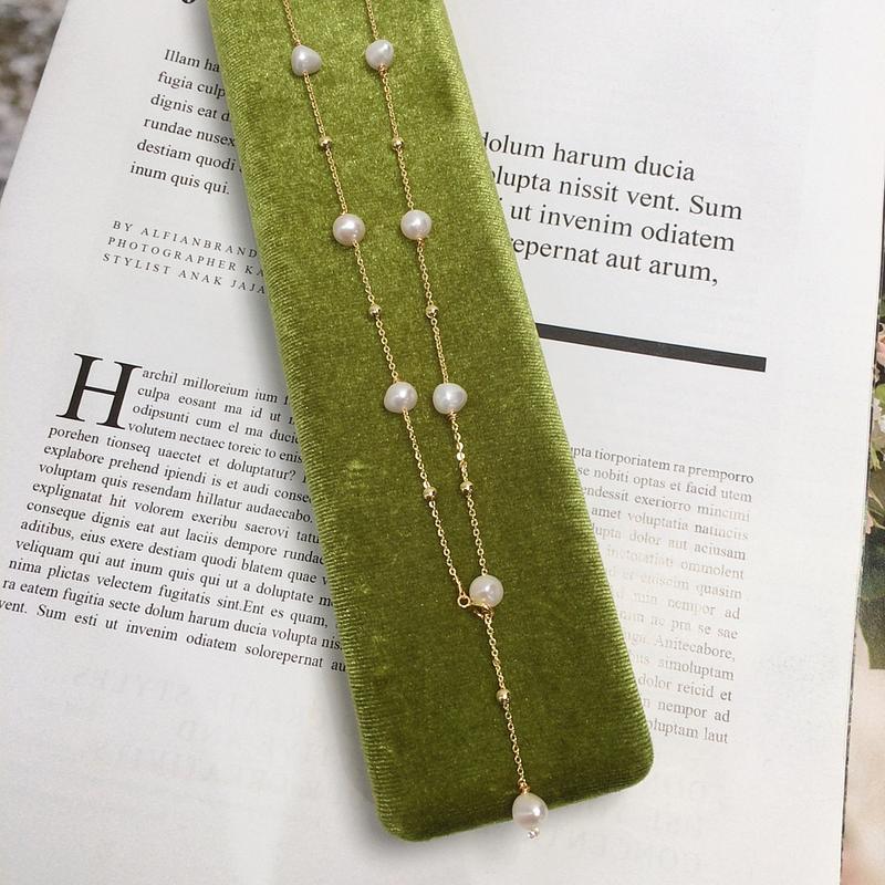 Product Introduction of Natural Jewelry Classic Hot Selling Product Zhuji Pearl Natural Freshwater Pearl Starry Pearl Necklace High-Grade Light Luxury Clavicle Chain Summer 15