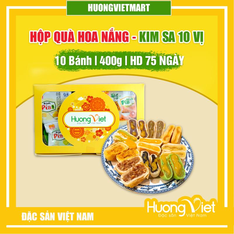 Combo 10 bánh pía kim sa hộp HOA NẮNG bánh pía mini 10 vị khác nhau bánh pía Tân Huê Viên đặc sản Sóc Trăng