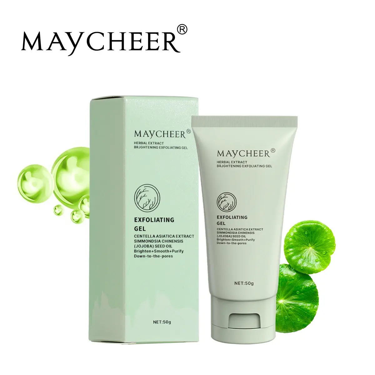 Gel tẩy tế bào chết làm sáng chiết xuất thảo dược, MAYCHEER, làm sạch sâu, loại bỏ lỗ chân lông và da chết, tăng giá tối nay