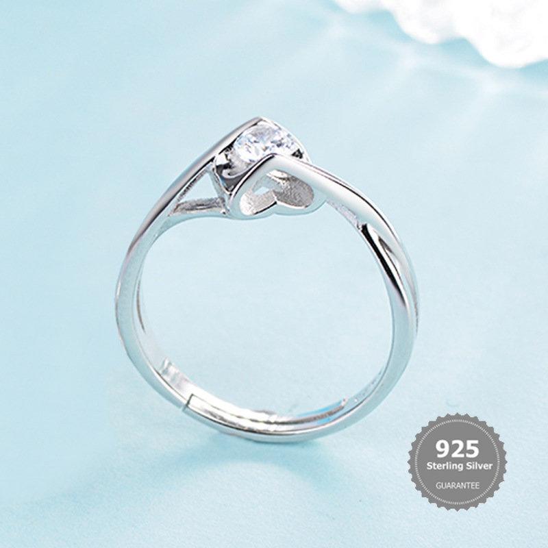 Nhẫn Đơn Giản Bạc S925 Nhẫn Hở Họa Tiết Khảm Siêu Nhỏ Thời Trang Sáng Tạo Bán Buôn 3