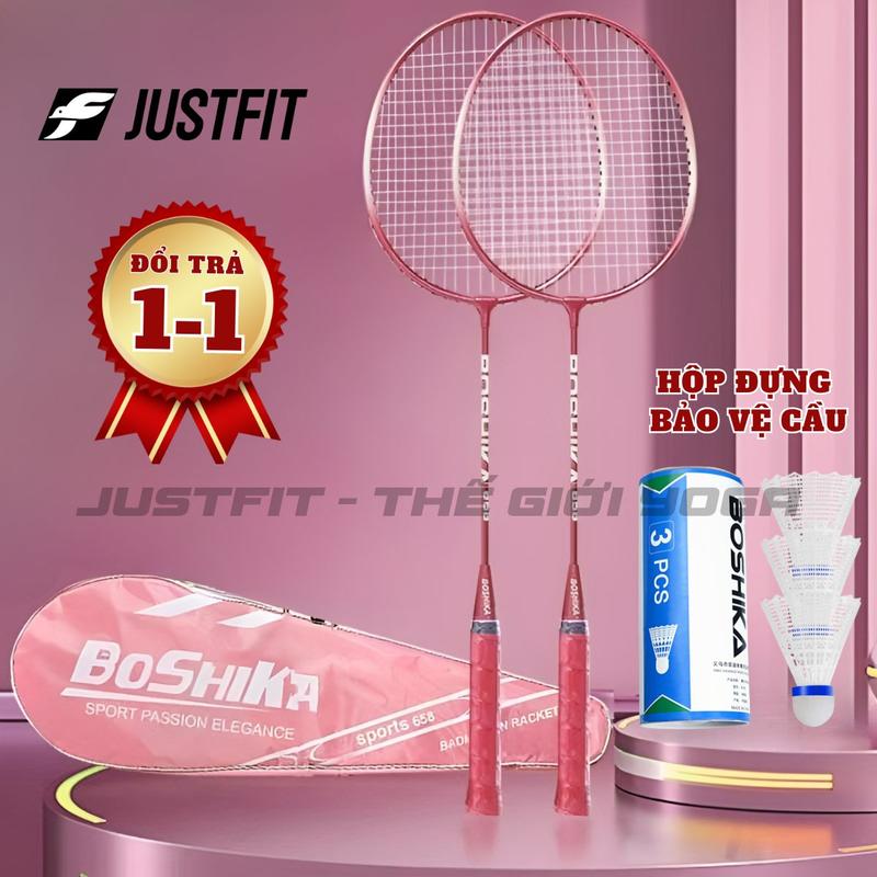 Bộ 2 chiếc vợt cầu lông căng sẵn BOSHIKA chính hãng tặng kèm túi đựng cho học sinh người mới chơi Cán Vợt Sport