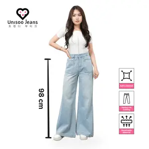 UNISOO JEANS CK8008-1 Celana Jeans Highwaist Oversize Baggy Loose Panjang Wanita Hitam Nyaman Casual Straight