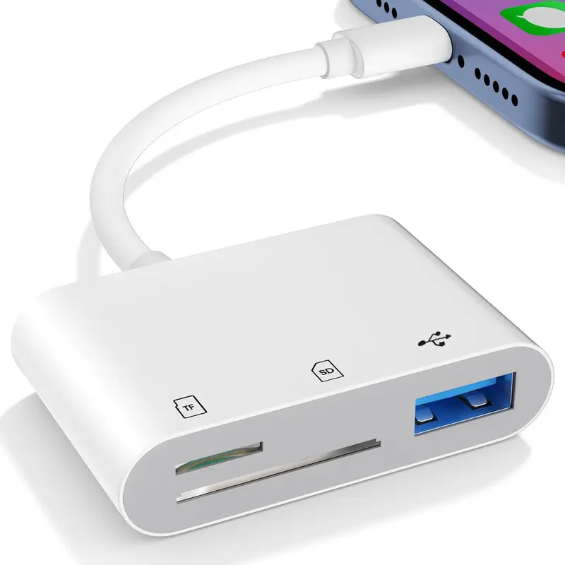 USB Camera Adapter, High-speed SD Card Reader, Portable Adapter with SD MicroSD USB Port for Android Phones, Tablets, and More Devices, USB Ports Output, Micro SD Cards, USB C Hub 0