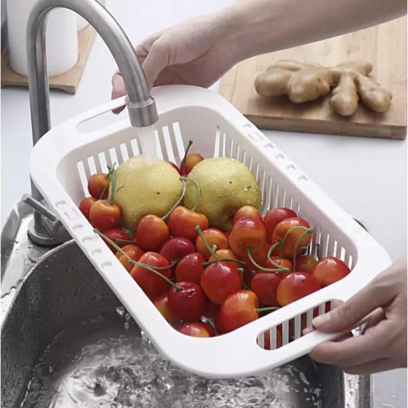 Product Introduction of Kitchen Retractable Sink Vegetable Basket Hollow Fruit And Vegetable Cleaning Basket Multifunctional 4