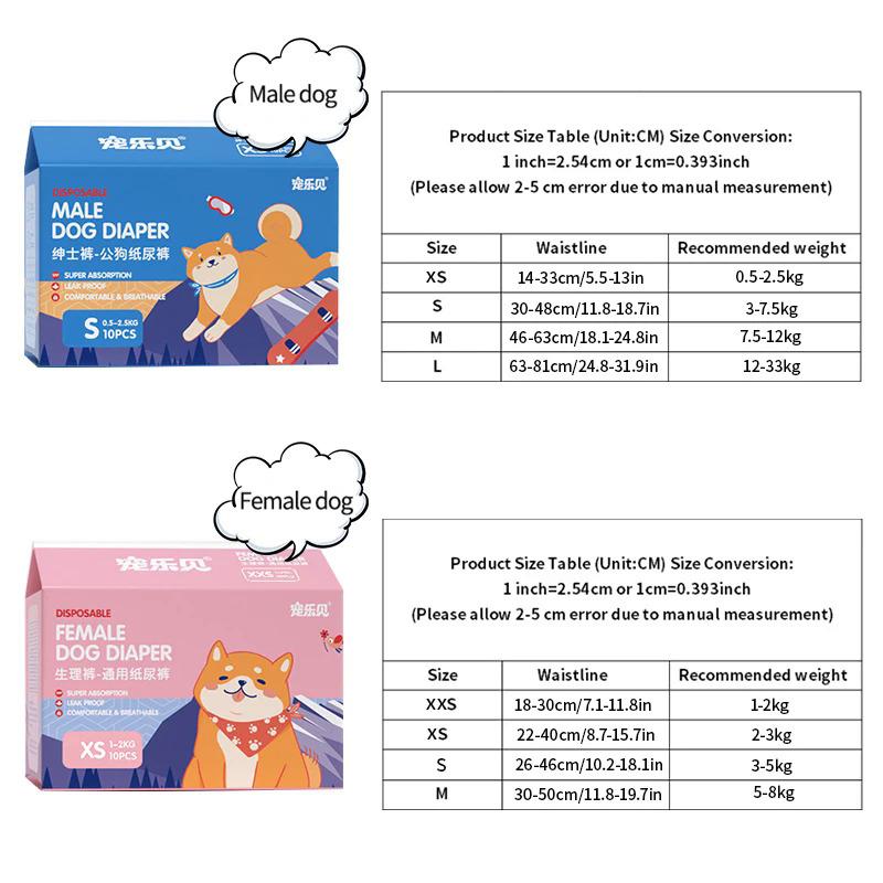 Product Introduction of 10pcs Dog Diapers Males Females Disposable Nappies Pants Physiological Underwear Adjustable Leakproof Breathable Safety Pants 3