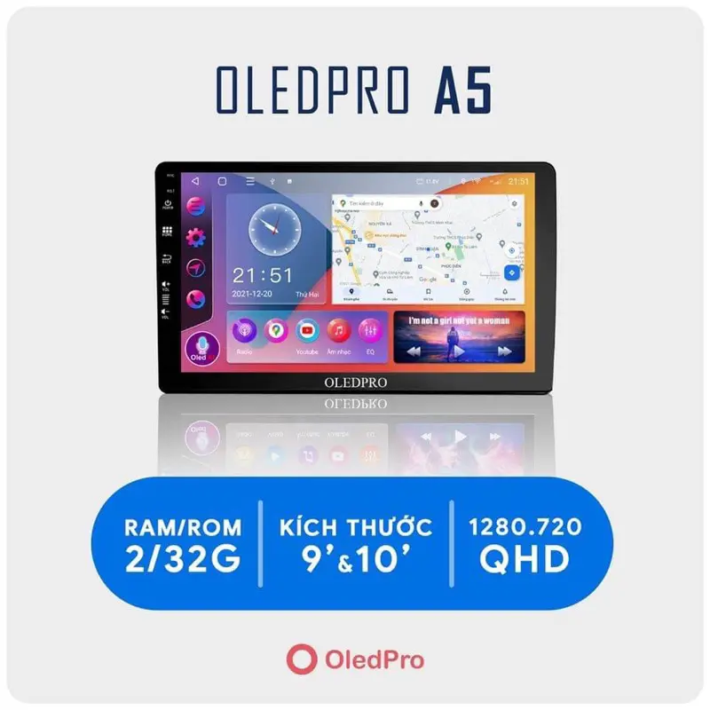 Màn hình ô tô Oled A5 new [Tặng kèm Vietmaps2], lắp sim 4G, ram2/32 chíp 9863 bảo hành 12 tháng mới 2023