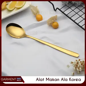 Sendok Stainless Steel Korean Style Alat Makan Soup Kue Warna Gold Awet Tahan Lama
