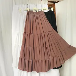 Selia Rok Rempel Ceruty Babydoll Premium – Rok Susun Ruffle Maxi Skirt Panjang karet nyaman Wanita Midi Fit Remaja Casual Mini