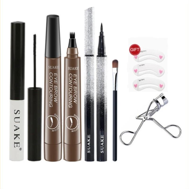 Bộ Trang Điểm Mắt, Bộ Làm Đẹp Mắt, Bao Gồm Mascara, Kẻ Mắt Và Bút Kẻ Lông Mày 4D, Lâu Trôi Và Không Thấm Nước, Lông Mày Uốn Cong, Không Phai, Không Cạo, Trang Điểm Tự Nhiên 0