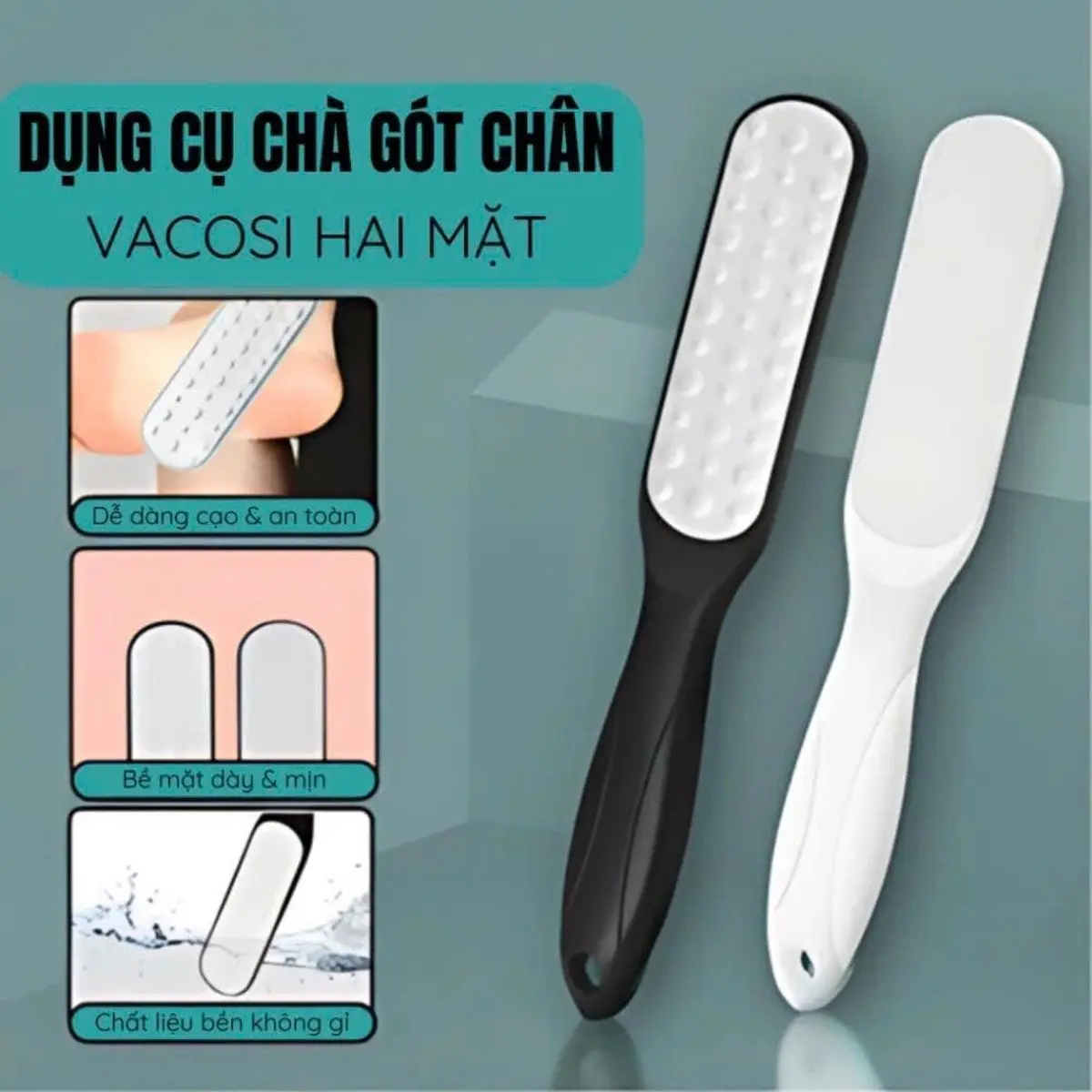 Cây chà gót chân, dụng cụ chà gót chân, chà gót chân tẩy da chết 2 mặt đa năng mịn da - LT Grocery
