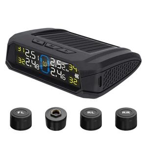 Wireless Car Tire Pressure Monitoring System Tool, High Precision Solar Powered Car Tire Pressure Monitoring Tool, Adjustable Waterproof Inspection Tools, Tire Inflation Tools with LCD Display