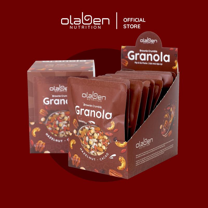 Hộp 500gr Granola Siêu Hạt Vị Chocolate - Gồm 10 Túi Nhỏ 50g bên trong - Hạt Ngũ Cốc Dinh Dưỡng Premium By OLABEN NUTRITION