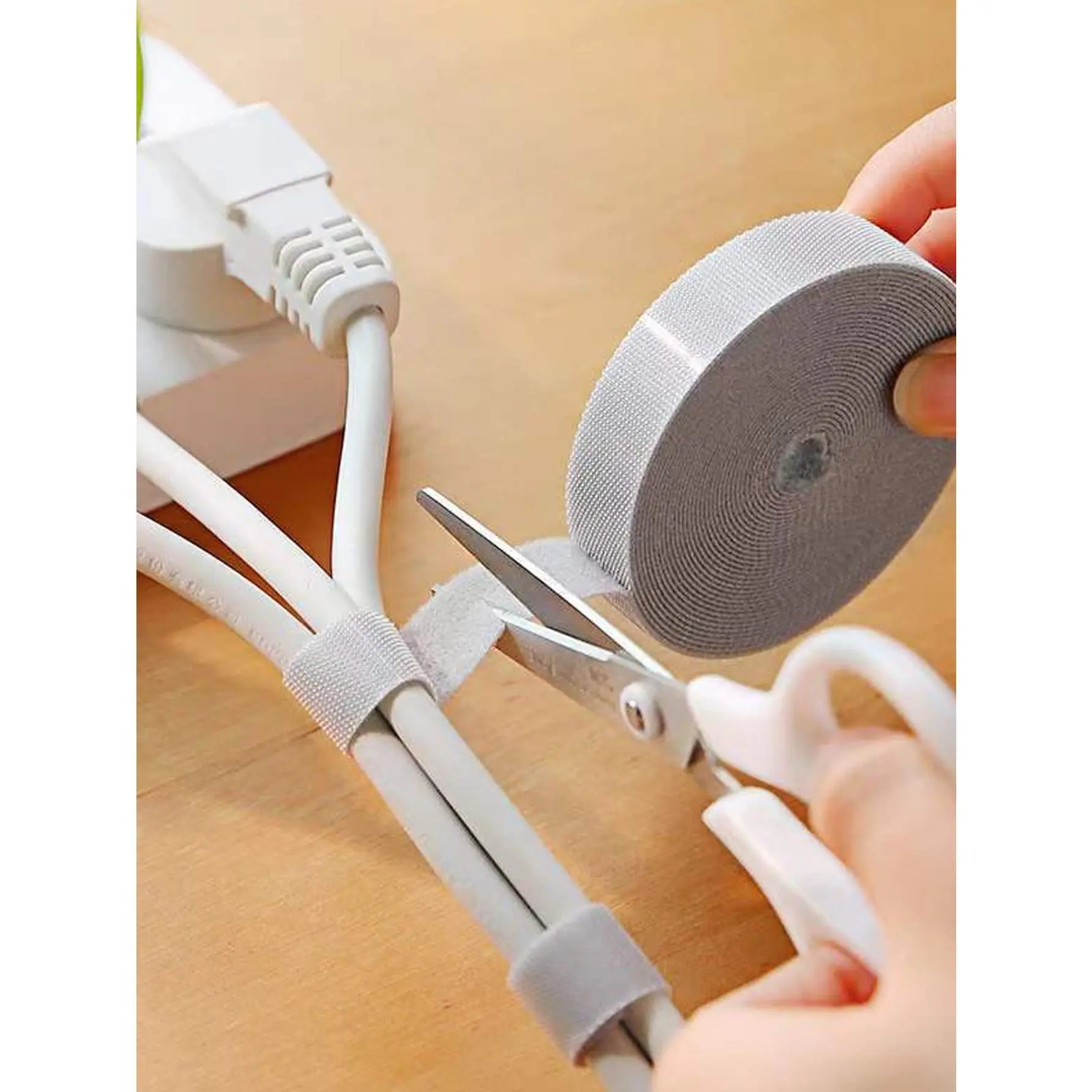 1 Roll Solid Hook and Loop Fastener Cable Tie, Data Cable Fixing Tie, Suitable for Home Back to School