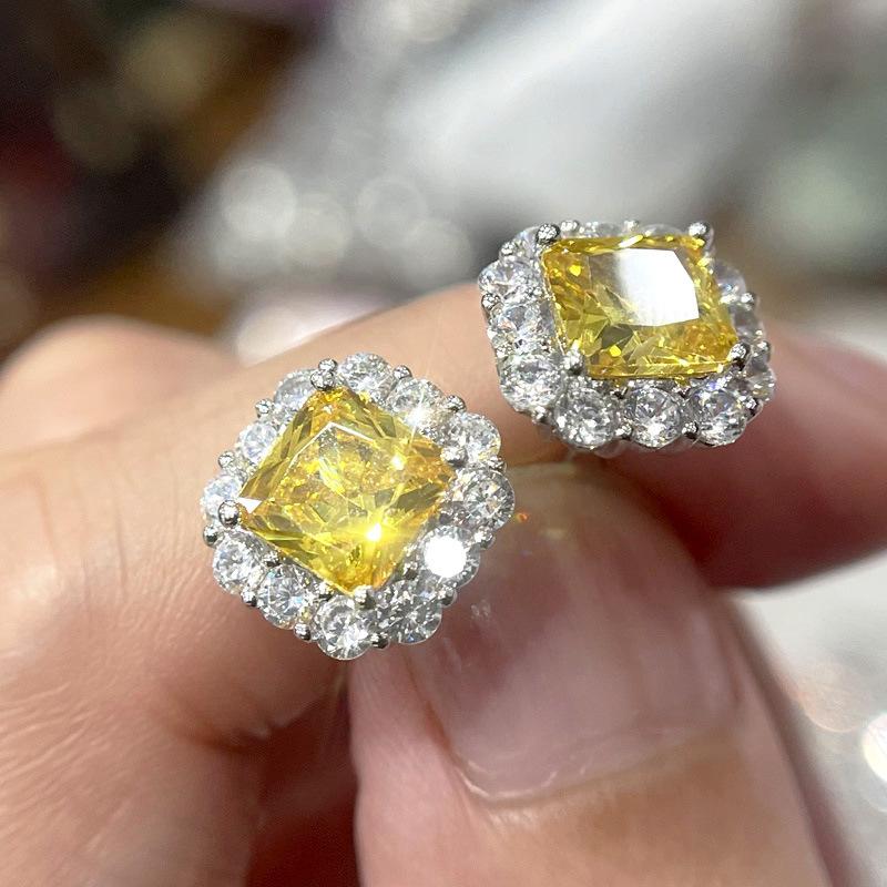 Bông Tai Tinh Tế Hình Vuông 7 * 12mm Thời Trang sang trọng Giá Cả Phải Chăng Bông Tai Thanh Lịch Và Tinh Tế Cao Cấp 0