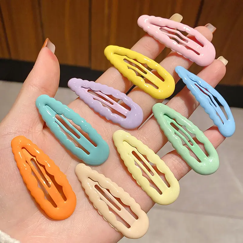 Kẹp Tóc Nhỏ Màu Pastel Kiểu Giọt Nước, Thiết Kế Gợn Sóng Dễ Thương, Dành Cho Nữ, Kẹp Bên, Thích Hợp Cho Mùa Hè