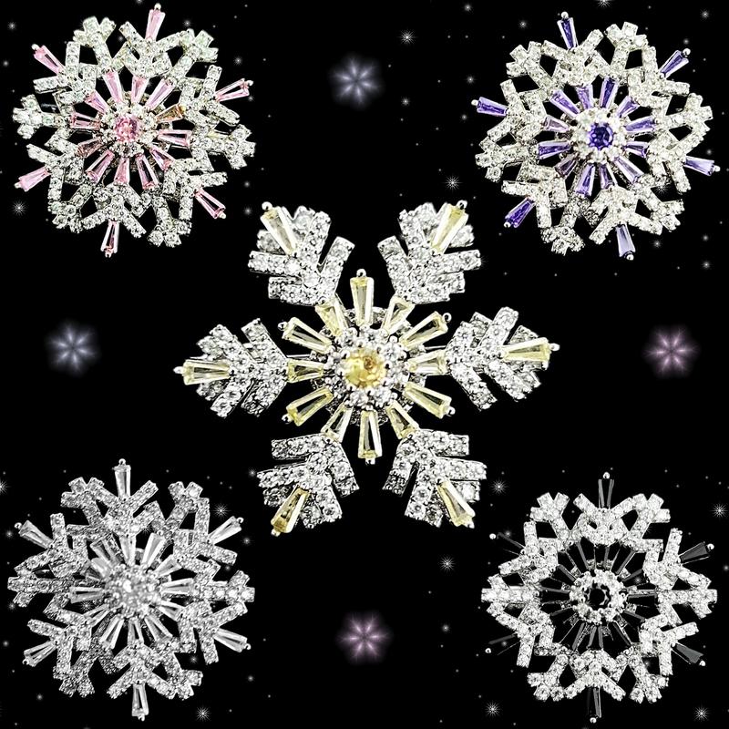 Dokoh Kerongsang Pin Batu Zircon Snowflake Copper Material High ...