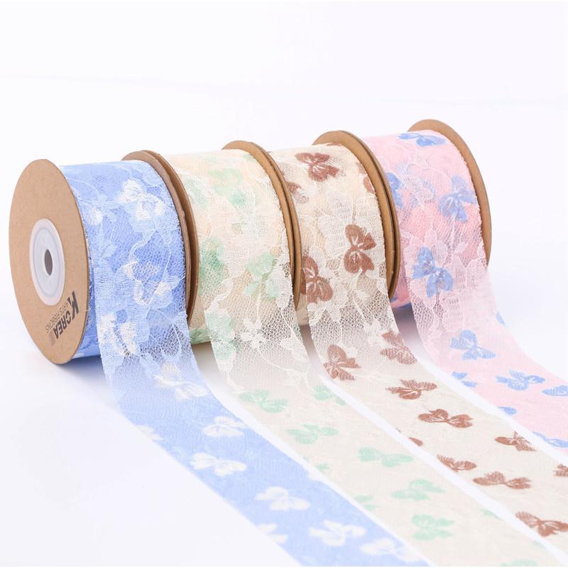 Product Introduction of 10 Yards Lace Embroidery Accessories Bow Webbing Flower Shop Packaging Floral Ribbon for DIY Cloth Wedding 11