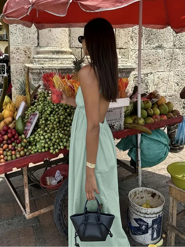 Women's Plain Backless Cami Dress, Elegant Sleeveless Dress for Beach Holiday Vacation, Ladies Clothes for All Seasons, Formal Wear 5