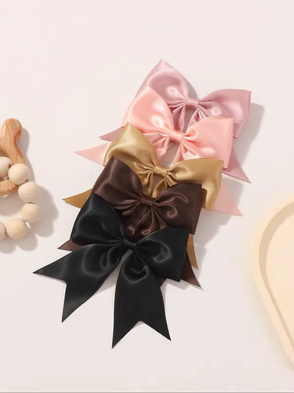 Solid Color Bow Decor Hair Clip, Elegant Fashion Hair Accessories for Women & Girls, Minimalist Headwear Suitable for Thick Hair 2