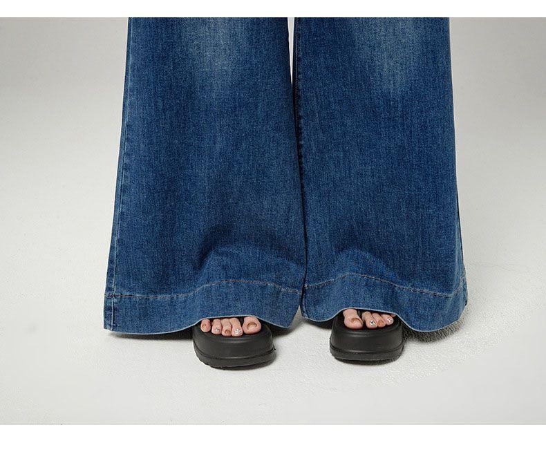 Product Introduction of Quần Jean Xanh Cổ Điển Co Giãn, Dáng Ôm Và Cao, Phong Cách Đi Lại, Hàng Mới Về Mùa Xuân, Quần Ống Rộng, Quần Sàn Xếp Nếp, Dành Cho Nữ 9