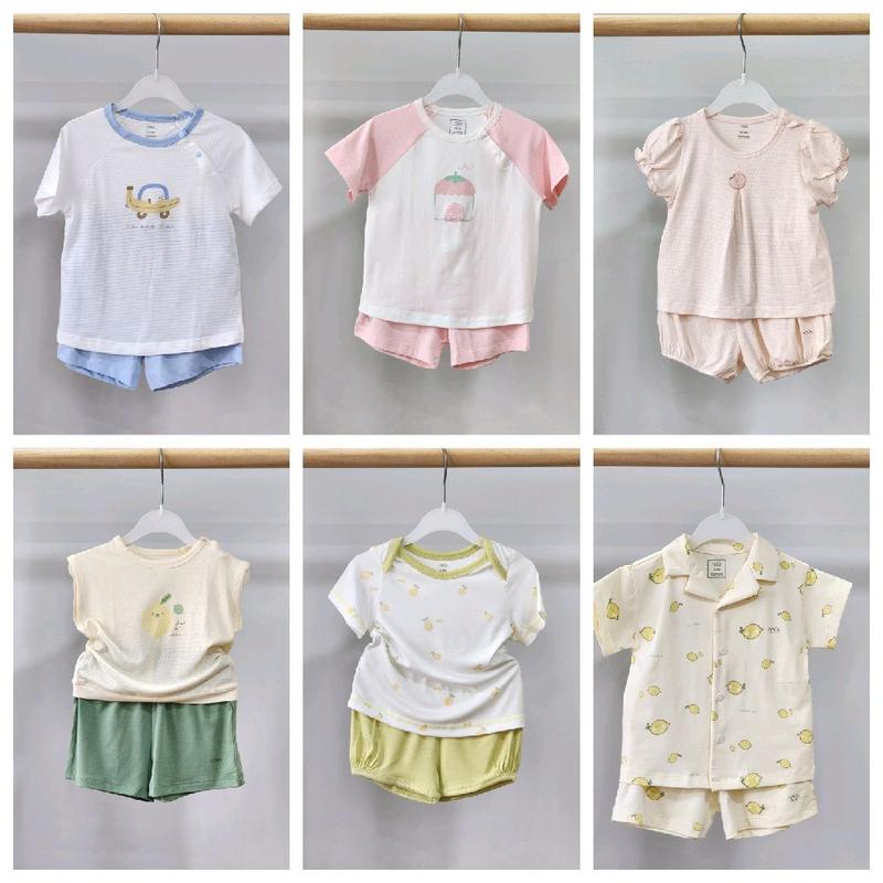 Nous - Bộ quần áo cộc tay, quần đùi chất liệu Nu Petit, Nu air, Nu doux mềm mát cho bé trai, bé gái từ 6 tháng đến 3 tuổi