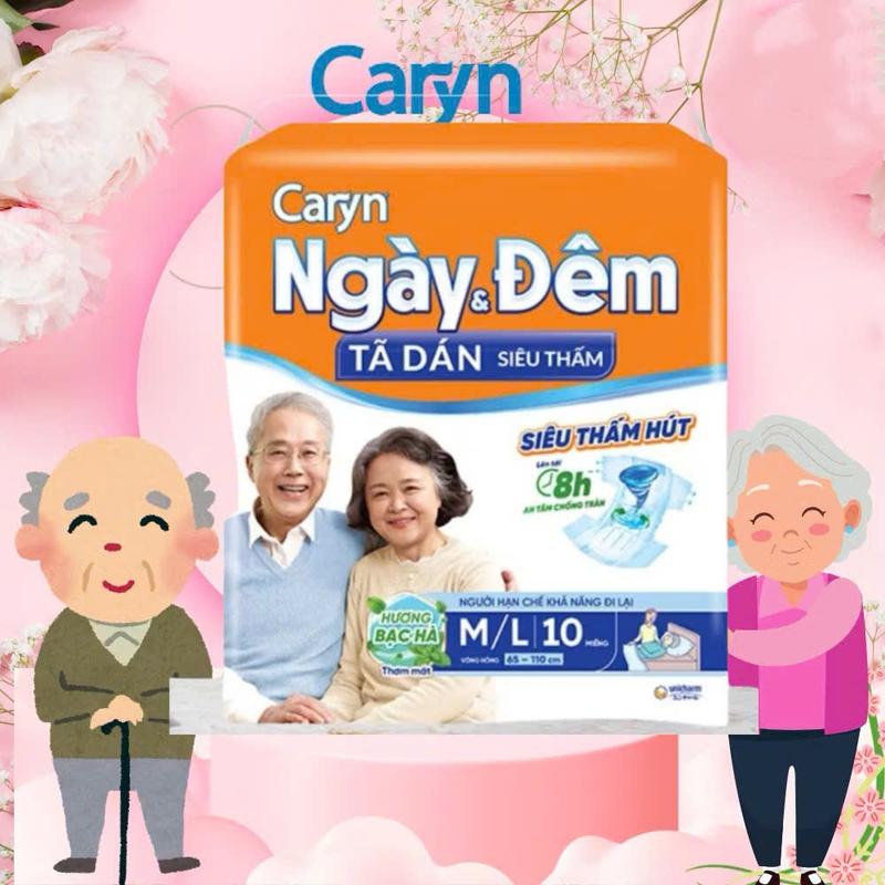 Combo 2 Bịch Tã Bỉm Dán Caryn Mẫu Mới SIêu Thấm Ngày và Đêm size M/L10 Miếng