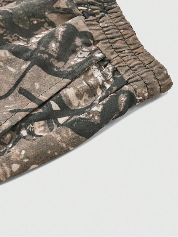 Men's Camo Letter Print Tank Top & Graphic Print Pants Two-piece Set, Loose Casual Fashion Breathable Two Piece Outfits for Daily Outdoor Wear, Men Clothes for All Seasons 3