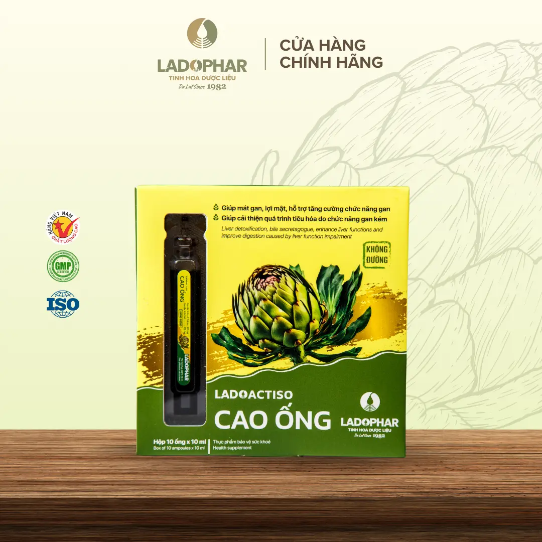 [COMBO 5 HỘP] Cao Ống Actiso Ladophar không đường, HÀM LƯỢNG ACTISO CAO hỗ trợ bảo vệ và giải độc gan (Hộp 10 ống x 10ml) - Ladophar