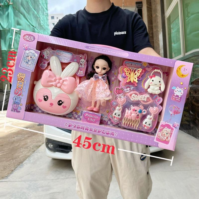 Đồ chơi búp bê barbie công chúa nhỏ xᶖnh xắn có khớp kèm phụ kiện túi thỏ dễ thương làm quà tặng cho bé gái