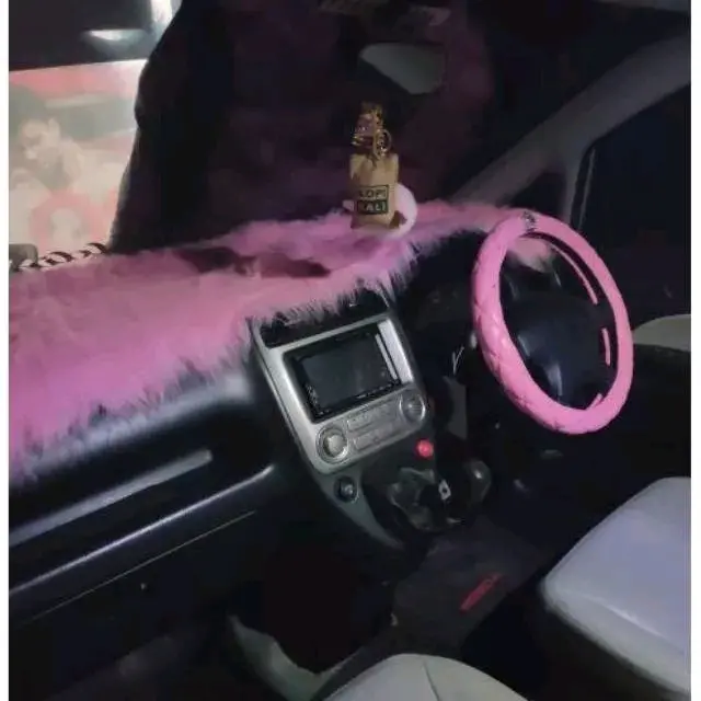 alas bulu karpet dashboard mobi PINK bulu panjang Korea