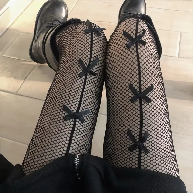 ￼Quần tất lưới sexy quyến rũ gắn nơ phong cách thời trang lolita Nhật Bản dành cho nữ 3