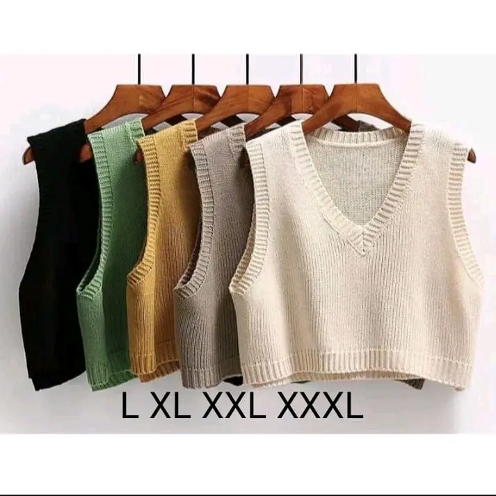 ROMPI CROP RAJUT - FUCHIA VNECK