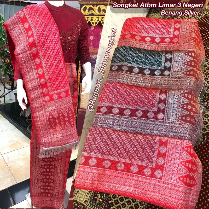 NEW Songket Atbm Limar 3 Negeri Exclusive / Songket Tenun Mesin Palembang / Motif Pulir 6