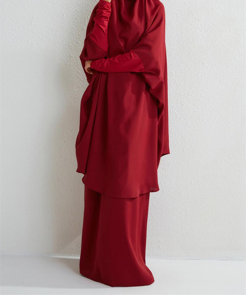 Product Introduction of Two-Piece High-Quality Large Size Clothing, Women's Clothing, Clothing Apparel, Solid Color Long Sleeve Skirt Long Robe 17