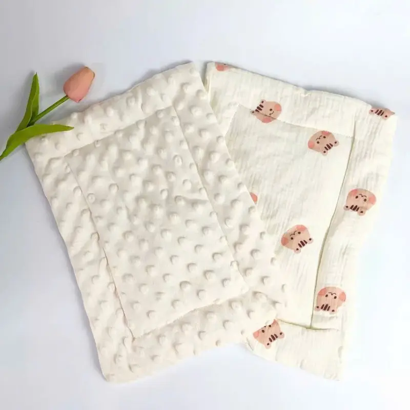 Gối Xô Muslin Cho Bé Sơ Sinh Hạt Đậu, Gối Trần Bông Nhung Đỗ Mềm Mại, Êm Ái Cho Bé 7