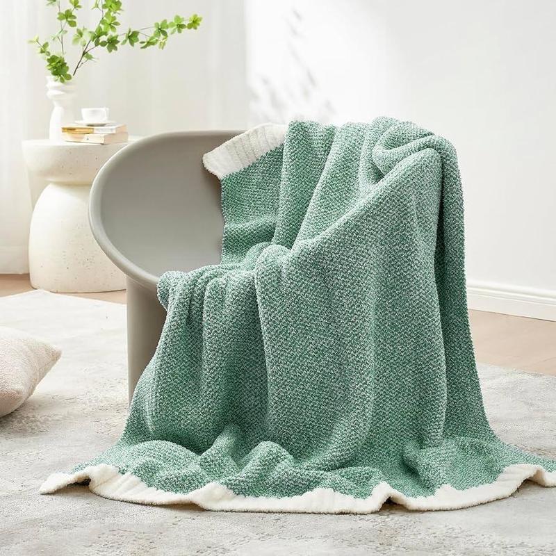 Product Introduction of Solid Color Throw Blanket, 1 Count Reversible Soft Knitted Blanket, Warm Cozy Knit Fuzzy Plush Lightweight Throws for Sofa, Bed, Camping, Picnic 7